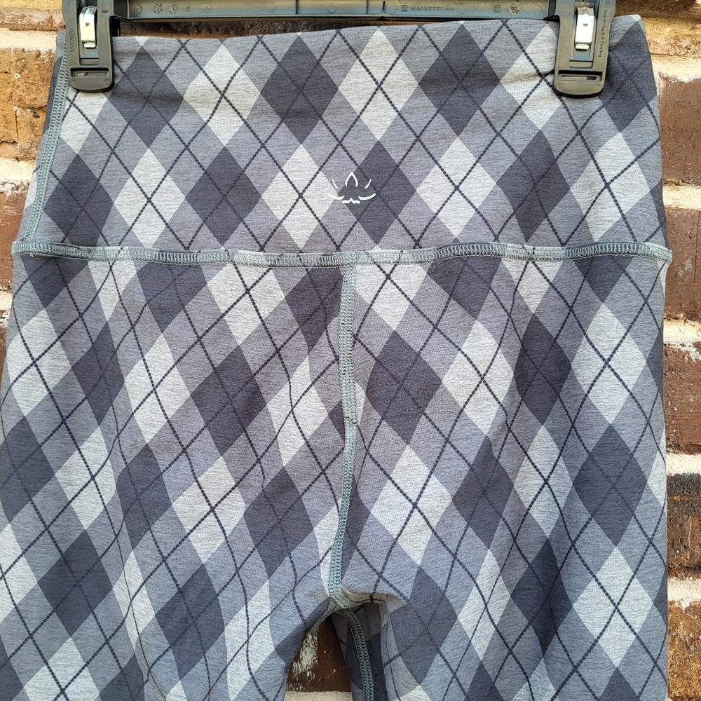 💔Beyond Yoga Womens Leggings High Waisted Plaid Size Large Gray - Picture 8 of 9